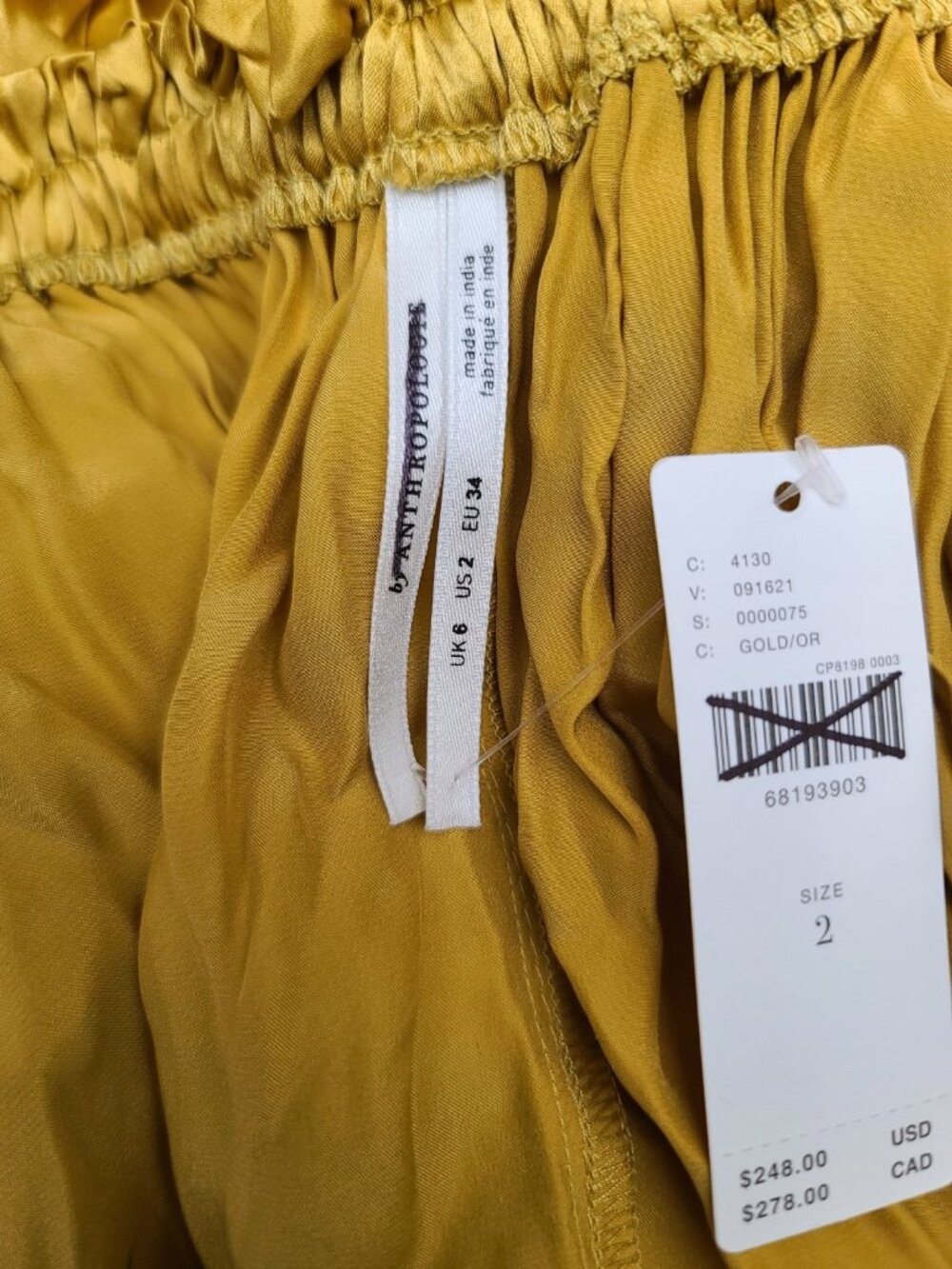 Anthropologie Silk Colorblocked Maxi Dress 2 Gold/Olive/Pink Halter Goddess NWT - Picture 3 of 10